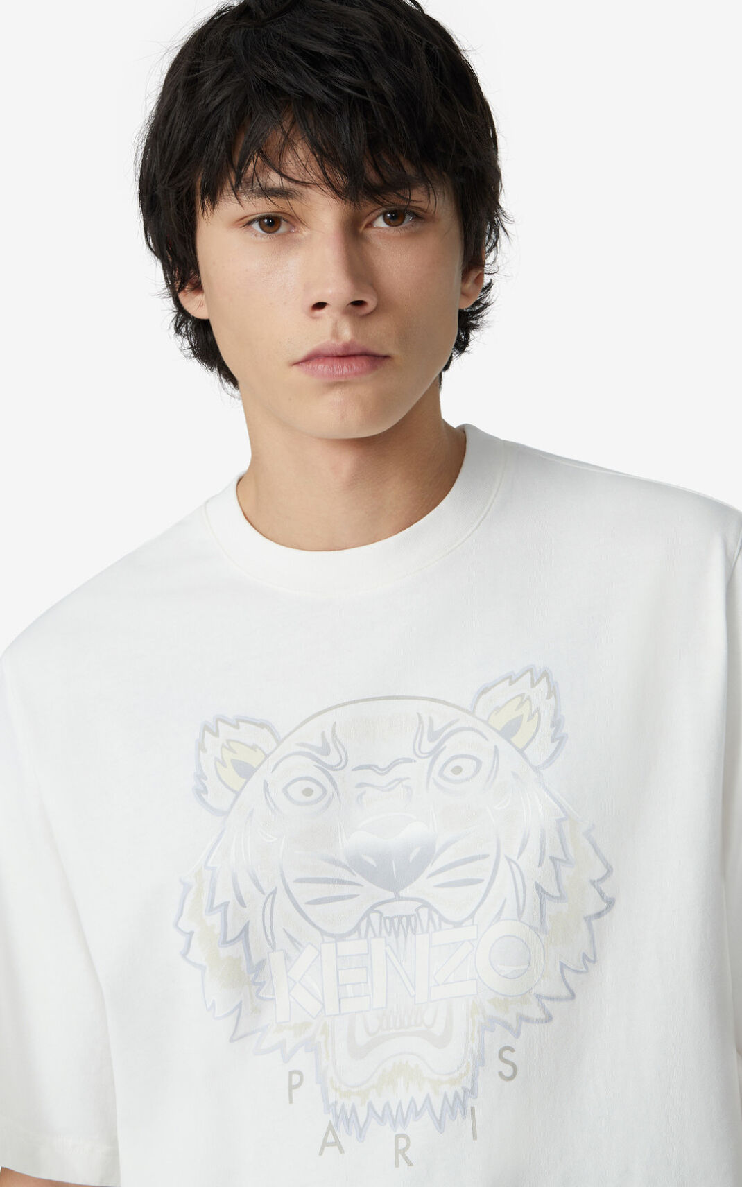 T Shirt Kenzo Gradient Tiger Homme Blanche | QXGV-87620